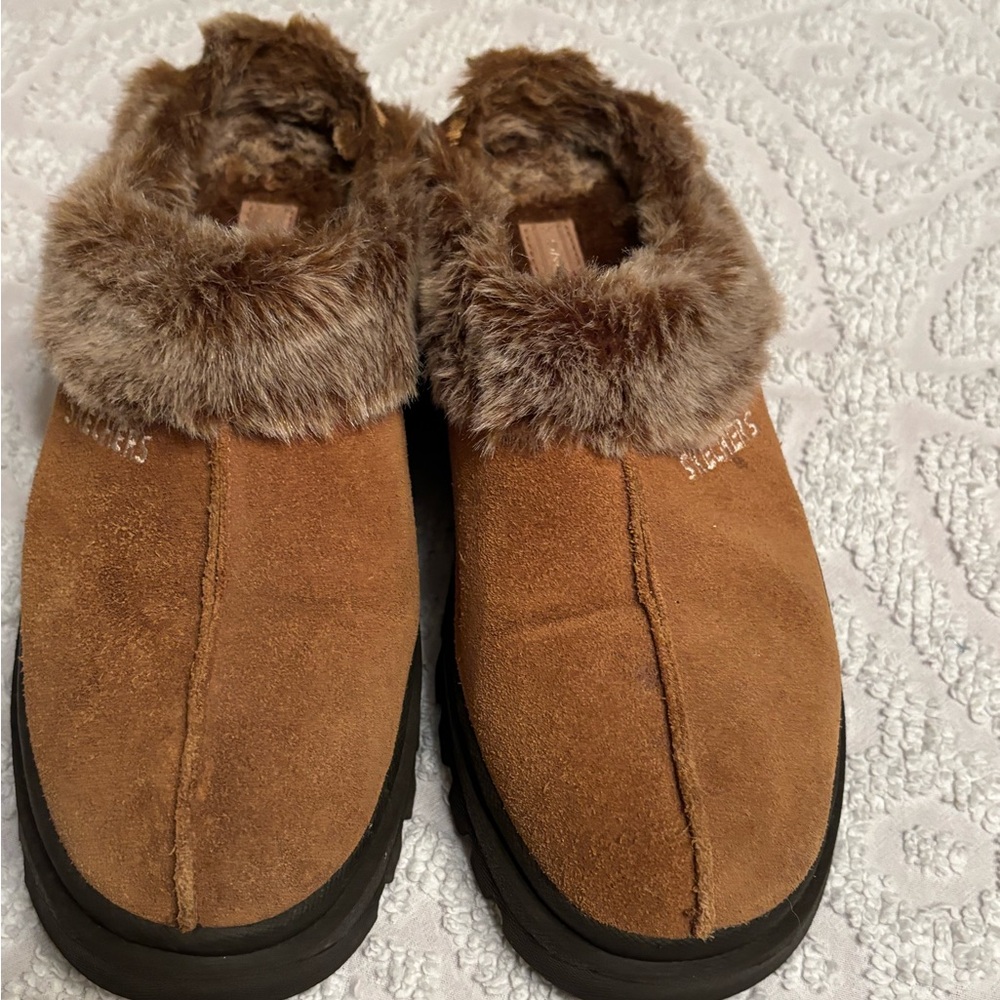 Skechers Brown Faux Fur Lined Slip-Ons